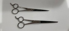 2 Pair Ice Tempered Stainless Steel Barber Scissors 7.5 Vintage EUC