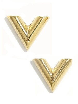 Louis Vuitton Puces Essential V M68153 Goldfarbene Metall Ohrringe Ohrstecker...