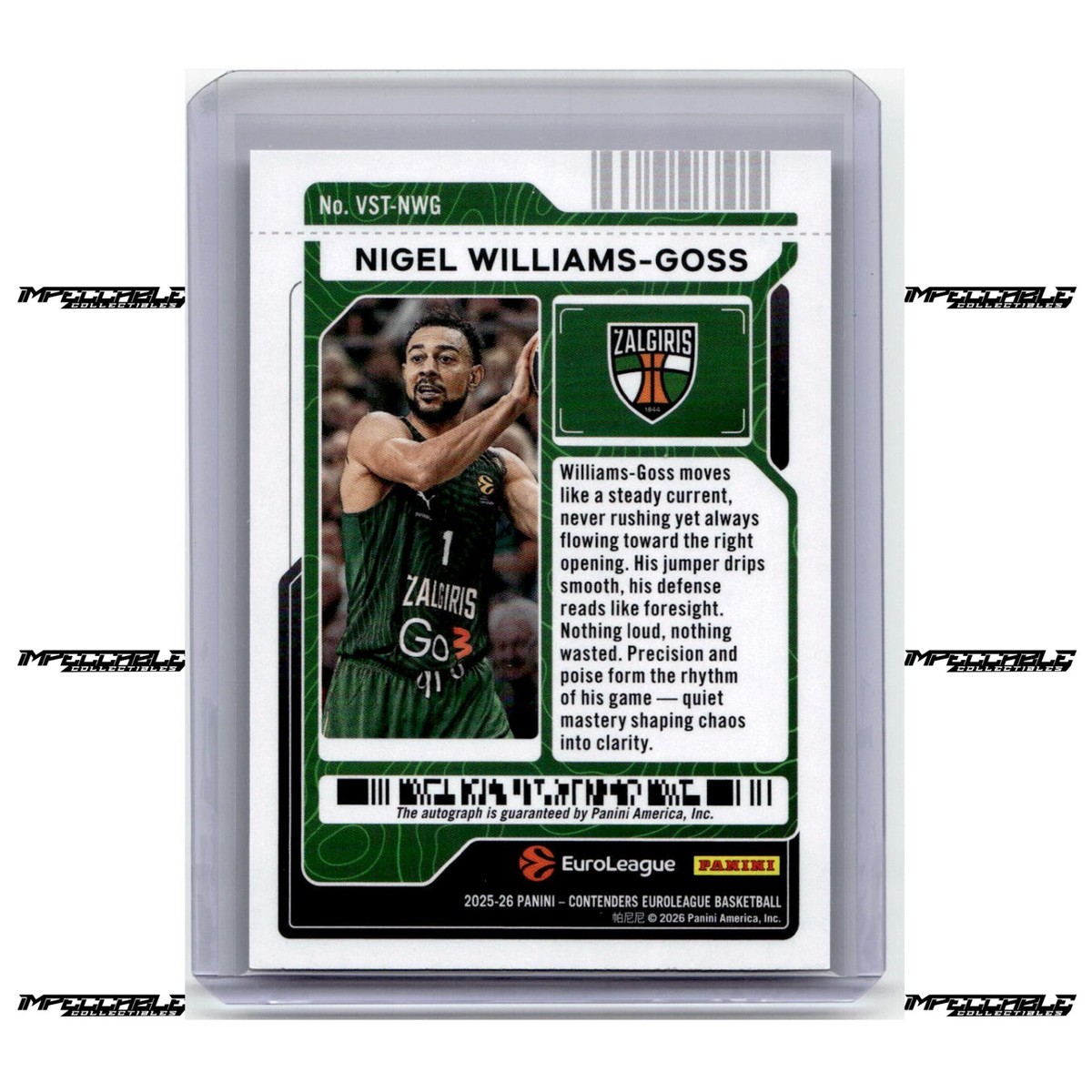 2025-26 Panini Contenders EuroLeague - Ice #VST-NWG Nigel Williams