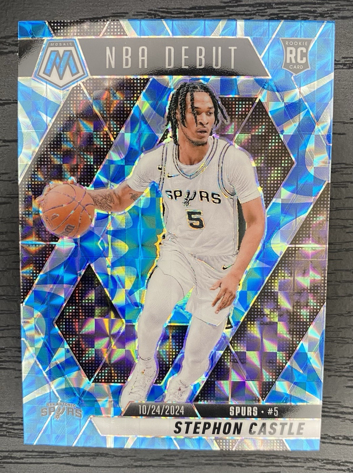 2024-25 Panini Mosaic NBA Debut reactive blue Stephon Castle #267 (RC)
