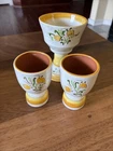 3 Pieces Stangl Terra Rose Yellow Tulip Egg Cups Goblet