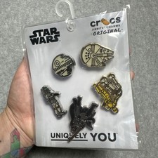 Star Wars Crocs Jibbitz Charm 5 Pack Darth Vader Millennium Falcon Boba Fett NEW