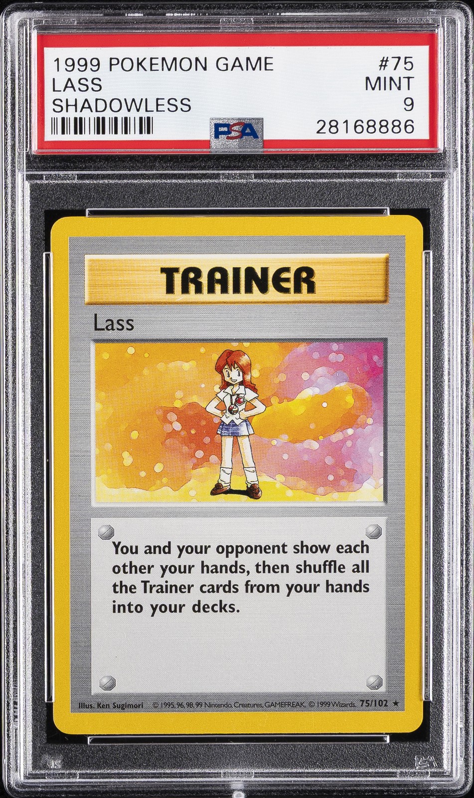1999 POKEMON BASE SET SHADOWLESS #75 LASS PSA 9
