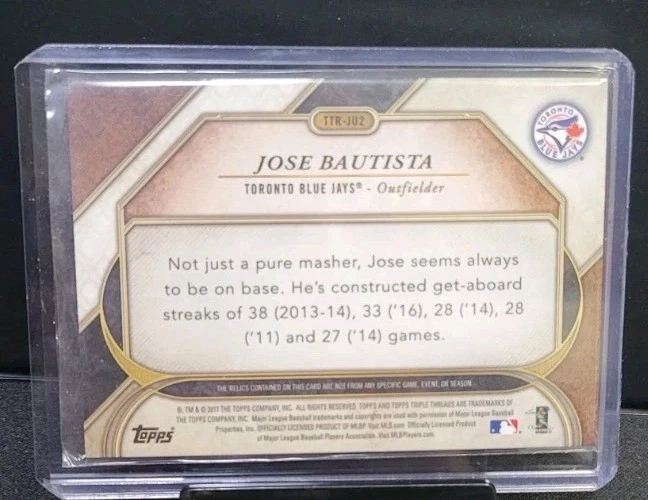 José Bautista 2017 Triple Hilos Siempre Sobre Base Reliquia/27 Foto 2 de 2