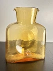 Vintage Blenko Amber Wheat Glass Double Spout Pitcher 8” Hand Blown Midcentury