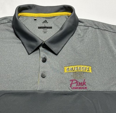 Smirnoff Ice Pink Lemonade Adidas 3-Stripes Polo Golf Shirt Bartender Men s L