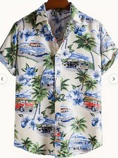 Men's Hawaiian Shirt - Tropical Vacation Shirt, Button Front Classic Neckline