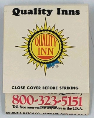 Quality Inn the Inns with the Sunny Disposition 20 Count Matchbook Struck