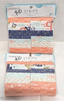Lot of 2 Create It Precut Cotton Fabric Strips Jelly Rolls 2.5'' x 42'' 40 Pieces