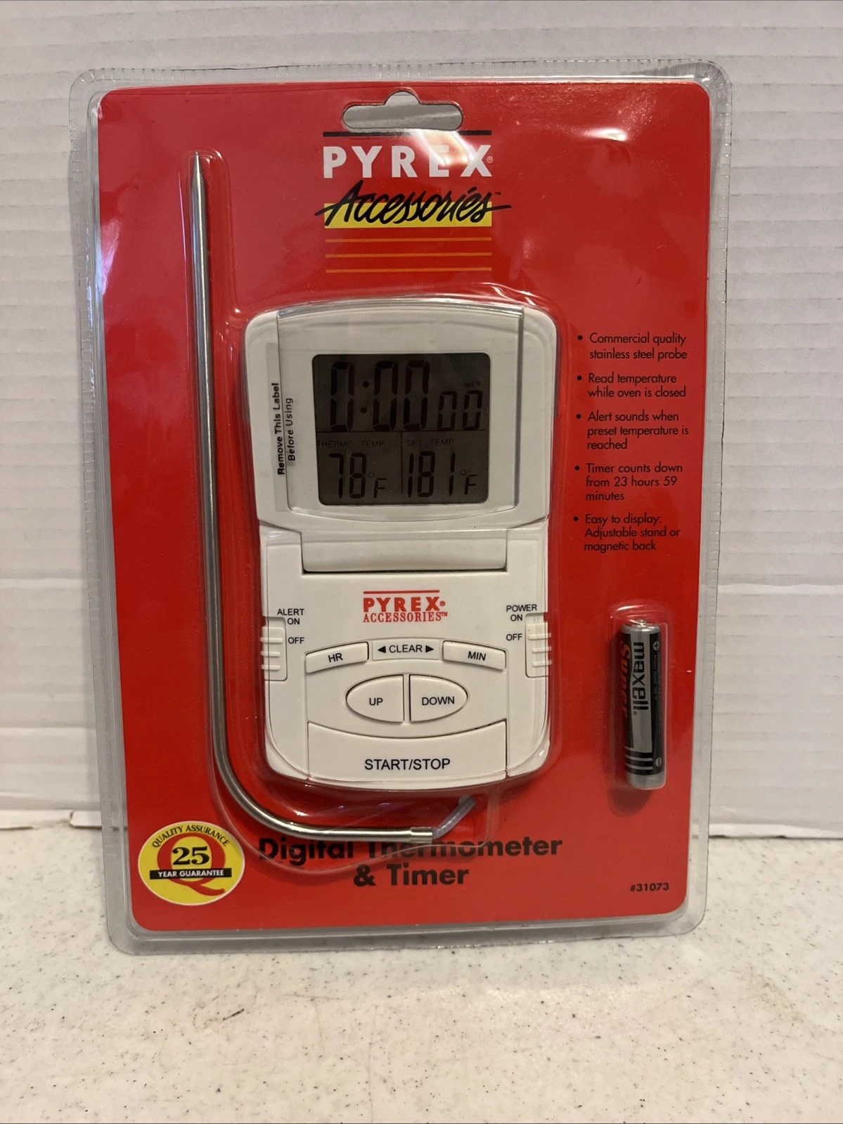 Pyrex Professional Digital Meat Thermometer Probe Vintage Kitchen BBQ New Packag