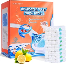 Flushable Toilet Refills with 48ct, Fresh Flushable Toilet Brush Refills for Toi