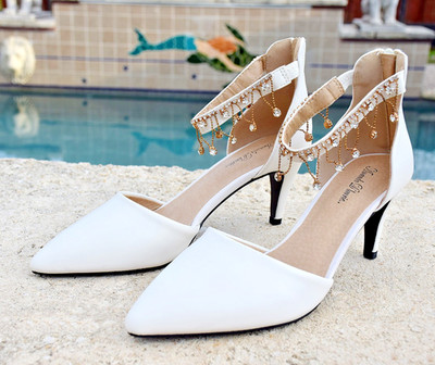 Amanda D Laurie Ankle Bracelet Pumps Women's 7M White Wedding Bridal Shoes, NEW