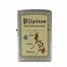 ZIPPO Oil Lighter Smoking Tobacco Accessories Philippines Map Silver Used