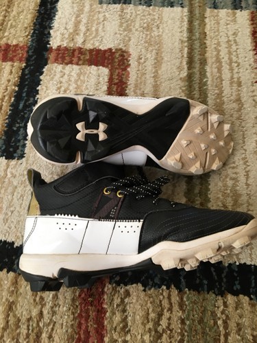 UNDER ARMOUR Bryce Harper Youth Baseball Cleats Size 5.5Y, Black White Yellow - Picture 2 of 7
