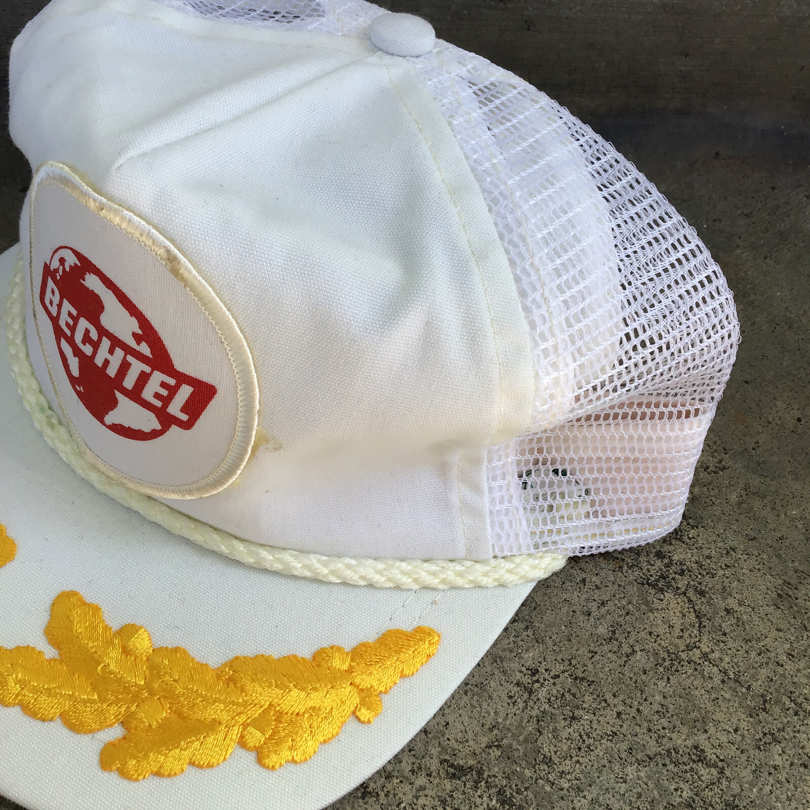 Vintage Bechtel Patch Hat White Adjustable Strap … - image 6