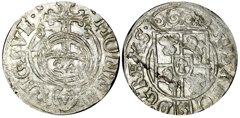 Poland King GUSTAF II ADOLF  of Sweden Silver 1633 1/24 Thaler Scarce KM#41 (30)