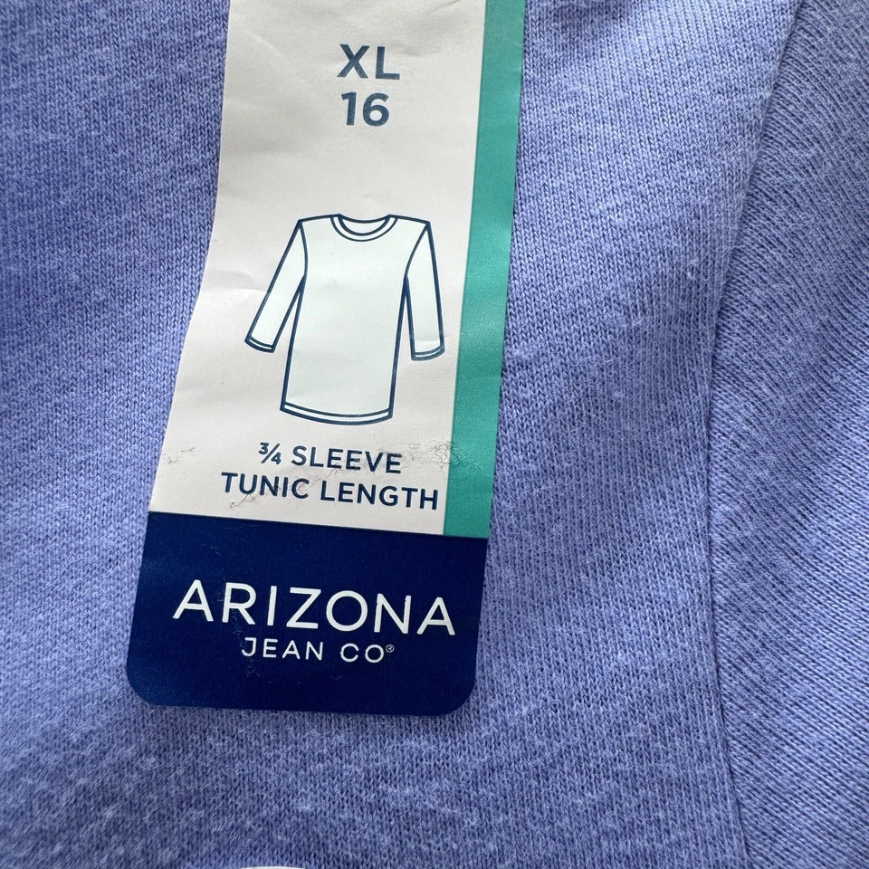 Arizona Jeans Co. Tunic XL 16 女孩薰衣草 Oh Hey Rainbow 3/4 袖上衣新品 — 第 4/4 张图片