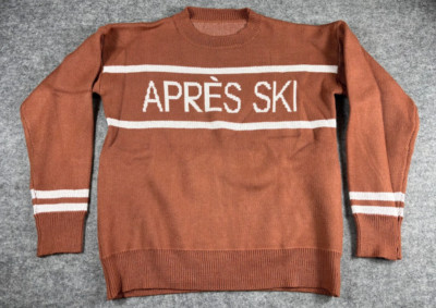 Apres Ski Knit Sweater Women's Size Small Rust Brown Soft Crew Neck Pullover