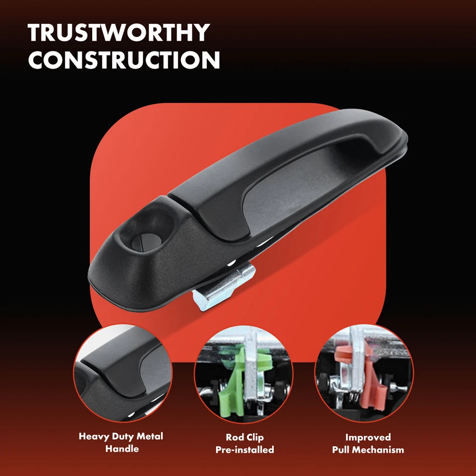 2x Upgraded Metal Exterior Door Handle w/Keyhole for Dodge Dakota Ram 1500 Front - Image 4 of 4