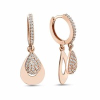 OhrhäNger Ohrringe 925 Silber Rotvergoldet Zirkonia Ohrschmuck Echtschmuck Neu