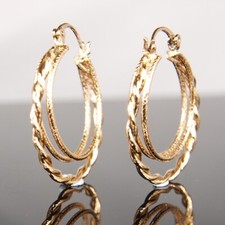 9K Stunning Gold Filled Prom Ladies 25 - 40mm Earrings Birthday Xmas Party /2680