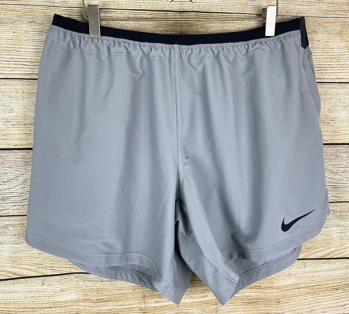 NIKE PRO DRI-FIT Mens XL Gray Black FLEX REPEL Training Slim Fit Shorts