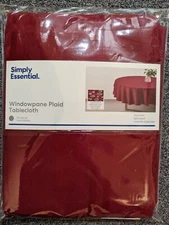 Simply Essential Plaid Windowpane 60-Inch Round Tablecloth in Red
