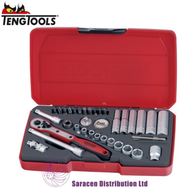 Teng 36 Stück 1/4 Zoll ANTRIEB STECKSCHLÜSSEL & BIT-SATZ, METRISCH 4 -13mm - T1436