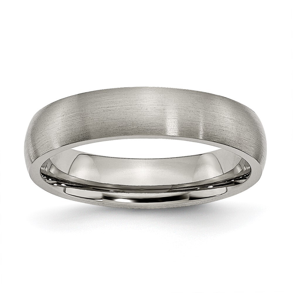 Titanium Brushed 5mm Half Round Band Ring Size 5 for Men 2.63gm