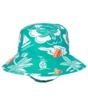 GYMBOREE SEASHORE SMILES TURQUOISE SURF SCENE BUCKET HAT 6 12 NWT