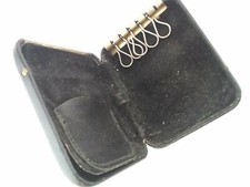 Vintage Black Leather Key Wallet Ring Case