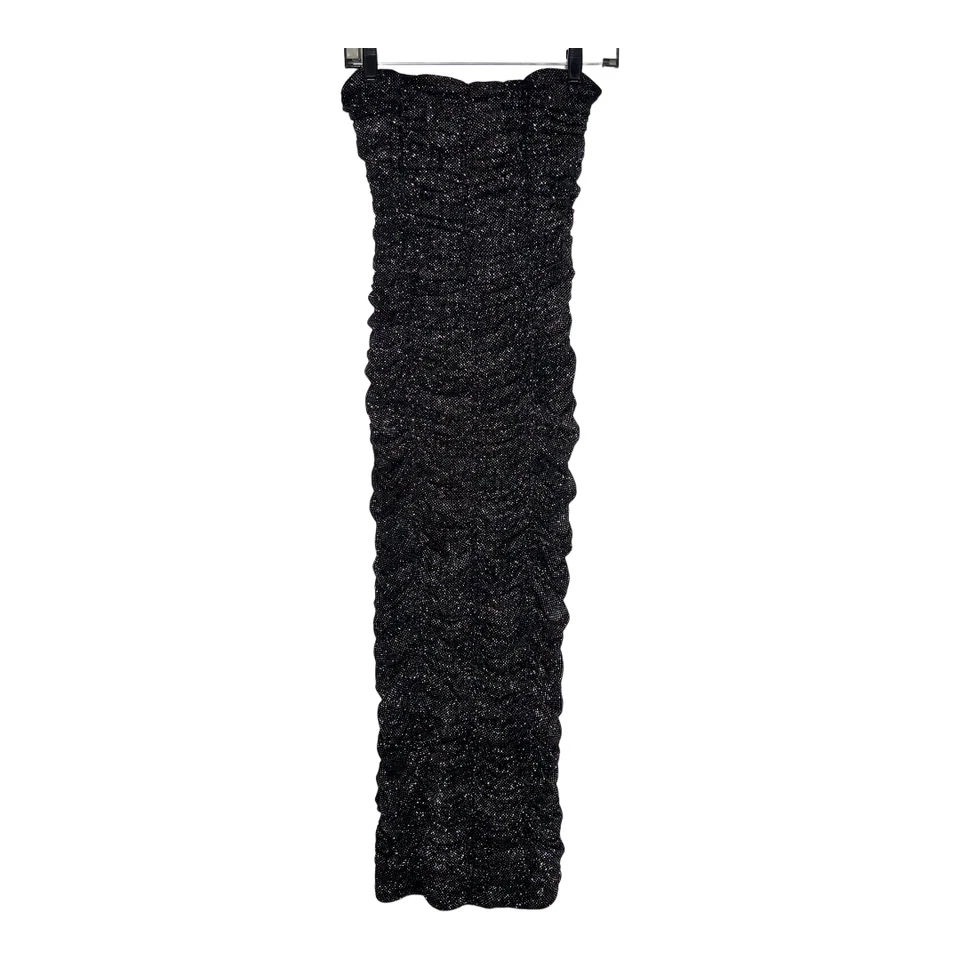 Sau Lee Farrah Glitter Ruched Midi Dress with Gloves - Image 2 of 4