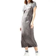 TOPSHOP GRAY METALLIC MAXI SLIP DRESS US 8