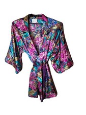 California Dynasty Vintage Women's Soft Floral Wrap Belted Robe Size Large t15