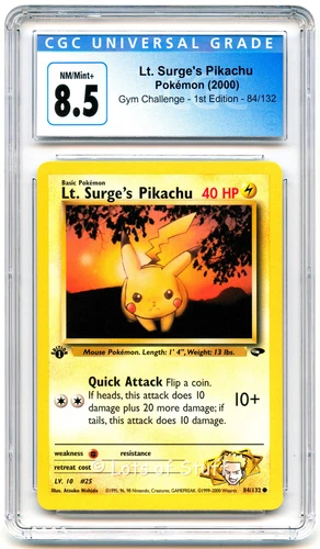 CGC 8.5 NM/MINT+ Lt. Surge's Pikachu Gym Challenge 1st Ed. Pokemon 84/132   -12