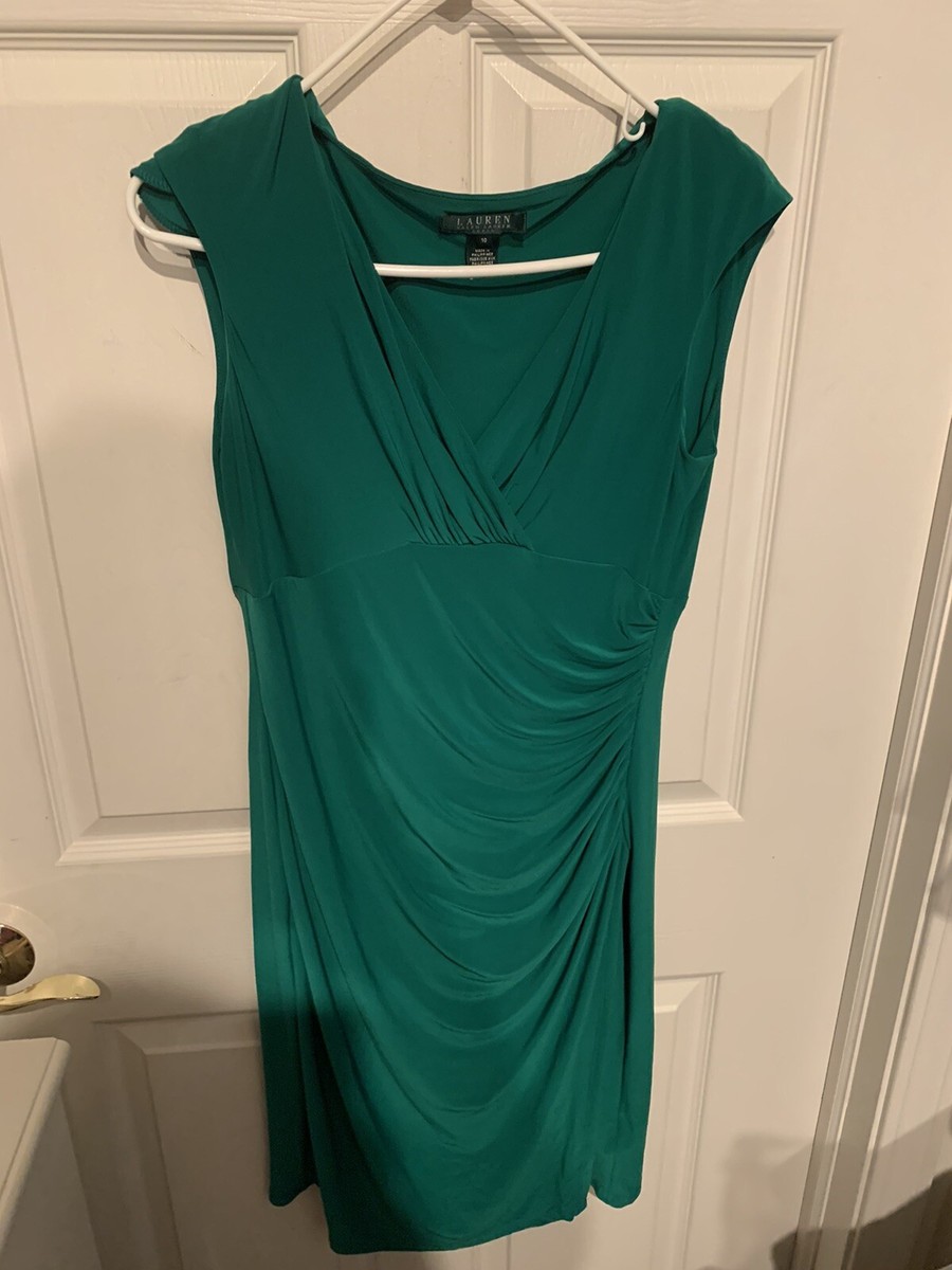 ralph lauren green wrap dress Lauren Ralph Lauren Green Equestrian Print Jersey Wrap Dress XS Lauren  Ralph Lauren