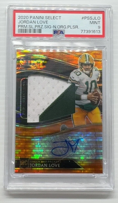 Jordan Love Panini Select Prime Selections Prizm Signatures #PSSJLO Neon Orange Pulsar
