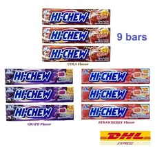 9 x MORINAGA HI-CHEW COLA and Fruit Chewy Candy Sweet / Sour Flavor Soft Candy
