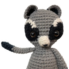 Crochet Raccoon Stuffed Animal Handmade 8" Plush Toy Amigurumi Woodland Friend
