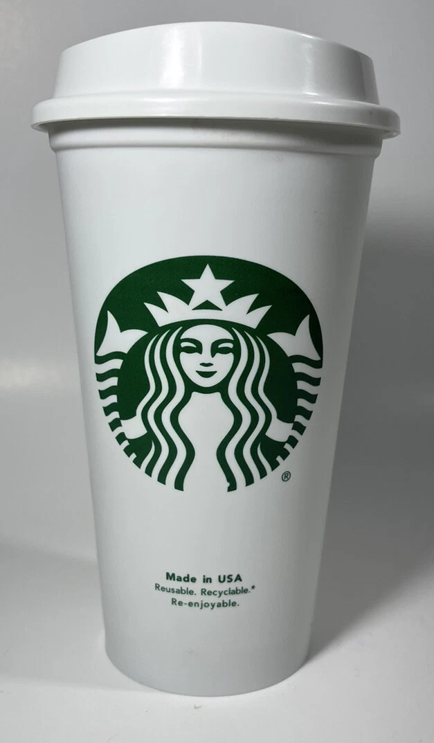 Starbucks LOGO Reusable Plastic White Coffee Cup Travel Tumbler