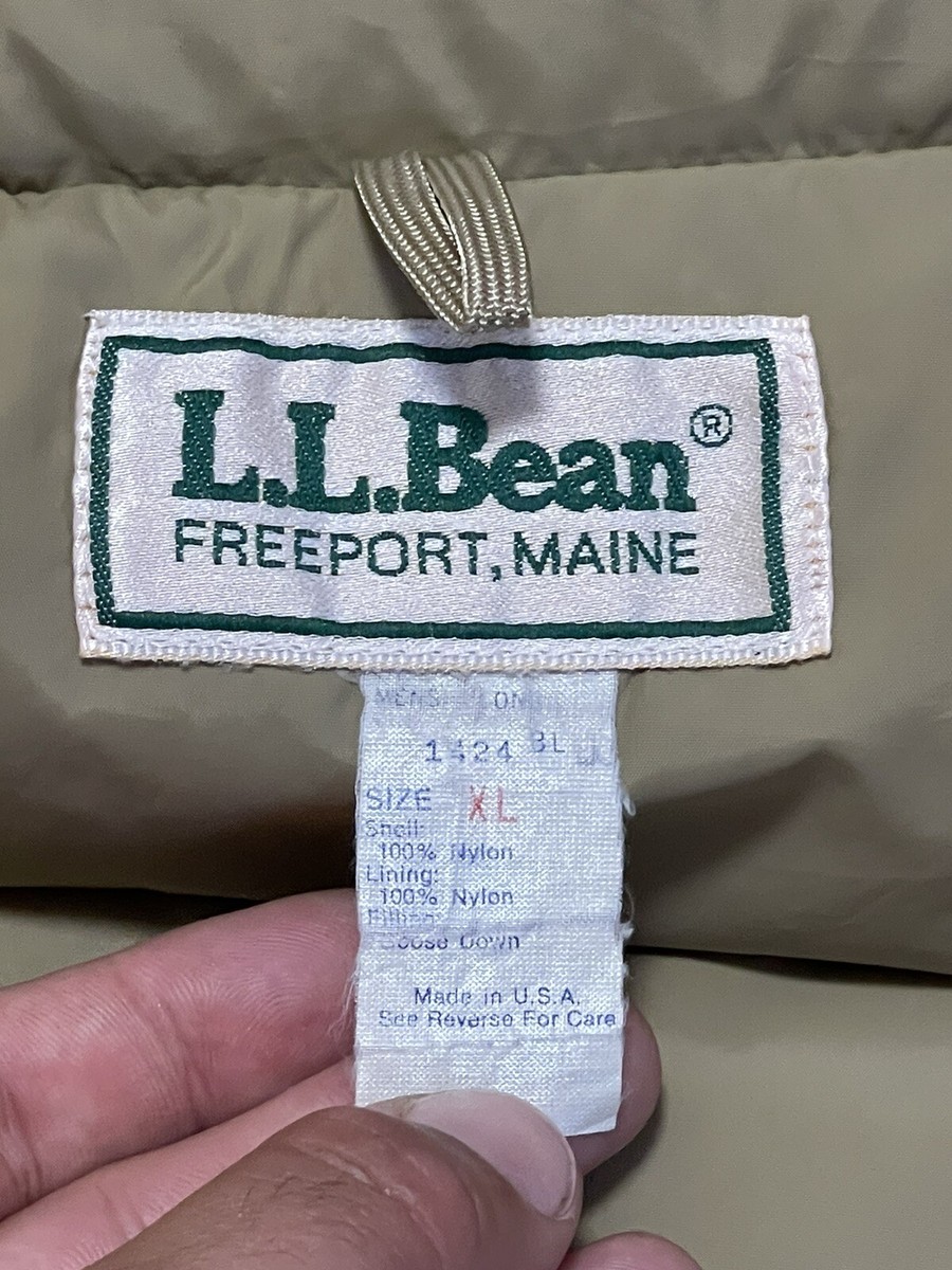 Vintage 70s 80s LL Bean Puffer Vest Goose Down Beige Khaki 
