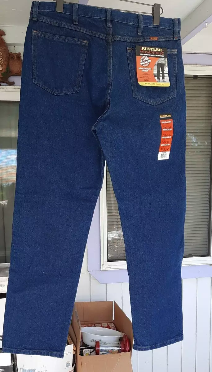 NWT Men s RUSTLER REG Fit X tra Rugged Denim Jeans 38 x 32 eBay