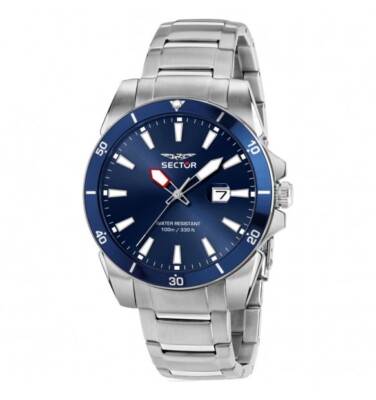 Sector Herrenuhr R3253276012 Stahl blau 41mm blaues Zifferblatt Datum