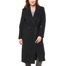 Kathy Ireland Classic Black Twill Wool Blend Tailored Coat Size 2X Christmas New