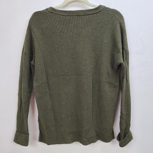 Suéter Madewell para mujer pequeño suéter verde tejido Hi Lo manga larga - Imagen 9 de 12
