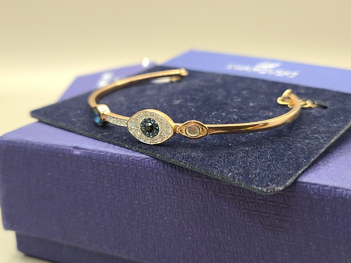 Jewellery Duo Evil Eye Bangle Swarovski Duo Evil Eye Bangle