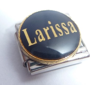 LARISSA - 9mm Italian Charm Black w/ Gold Name - fits Classic Starter Bracelets