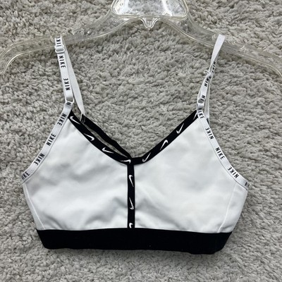 Nike Sports Bra Small Adult White Dri Fit Indy Logo Training Athletic Womens S