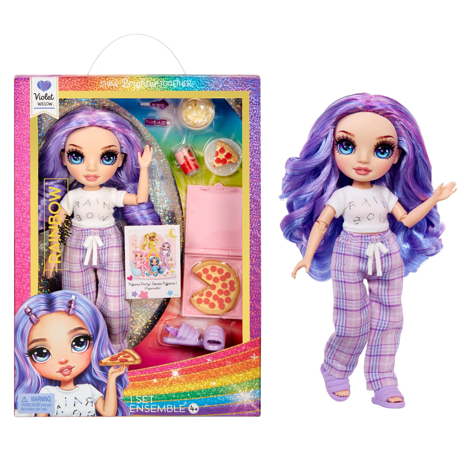 Rainbow High Junior High PJ Party - Violet Lila - 22 cm Puppe mit weichem Eint 6890₽