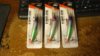 Bomber crankbait, deep long A, 3 1/2'', 3/8 oz, 3 ct,  free shipping